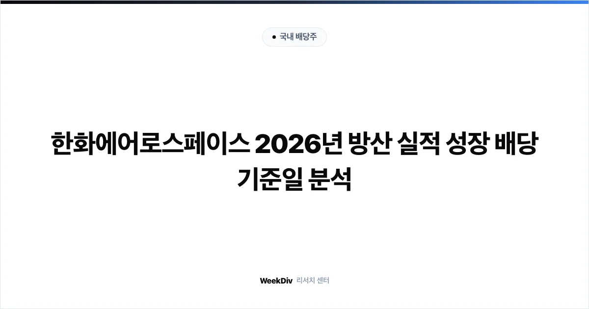 한화에어로스페이스 2026년 방산 실적 성장 배당 기준일 분석