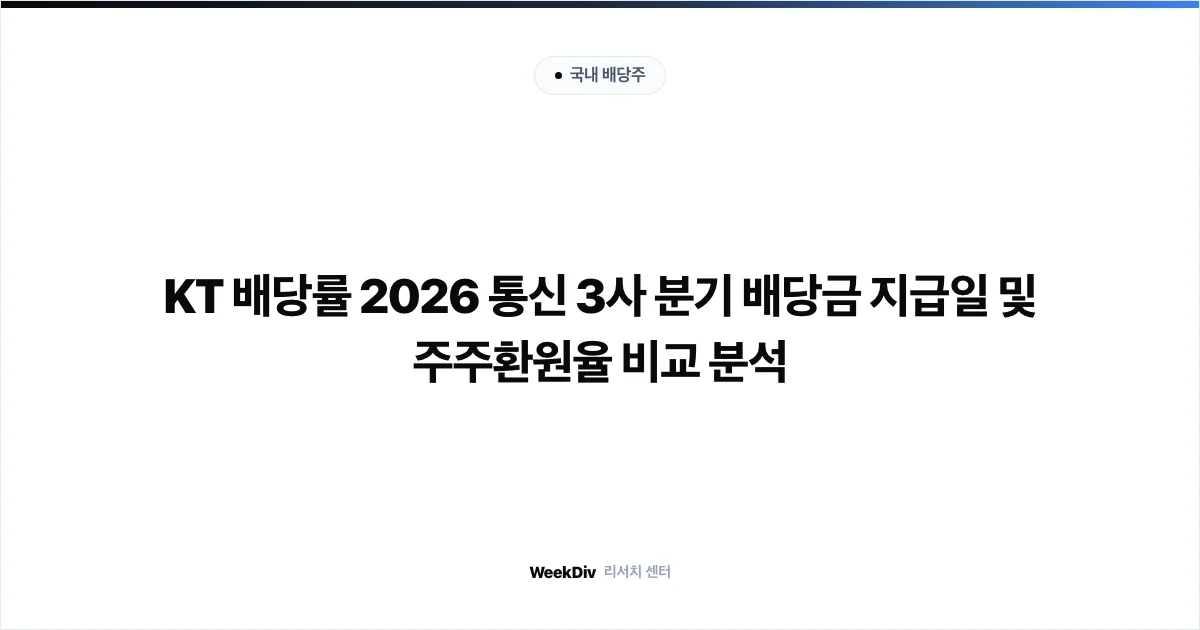 KT 배당률 2026 통신 3사 분기 배당금 지급일 및 주주환원율 비교 분석