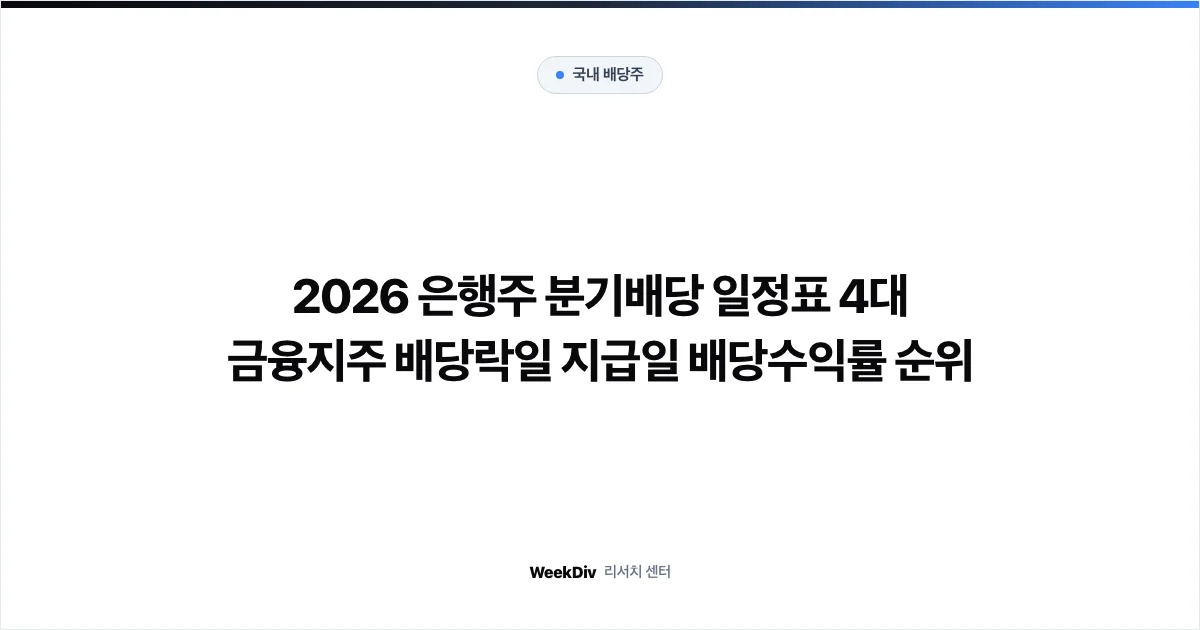 2026 은행주 분기배당 일정표 4대 금융지주 배당락일 지급일 배당수익률 순위