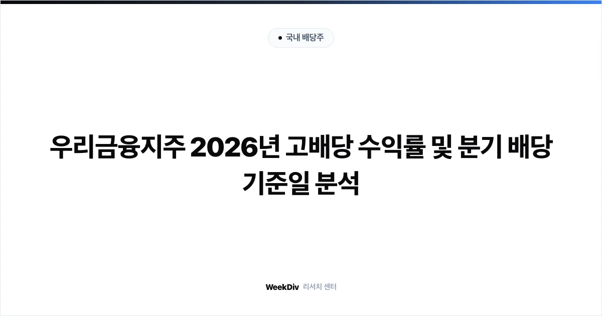 우리금융지주 2026년 고배당 수익률 및 분기 배당 기준일 분석