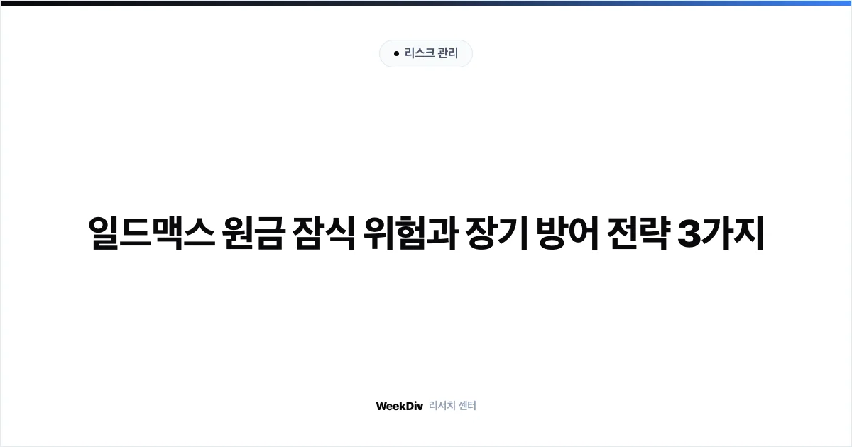 일드맥스 원금 잠식 위험과 장기 방어 전략 3가지