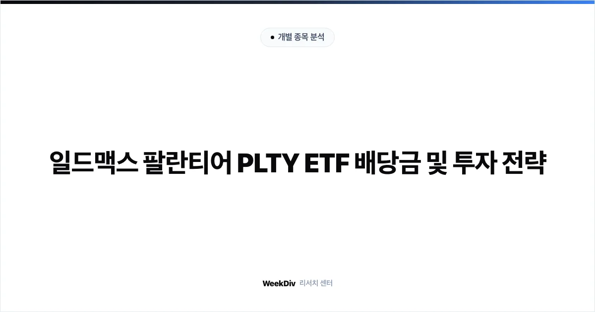 일드맥스 팔란티어 PLTY ETF 배당금 및 투자 전략