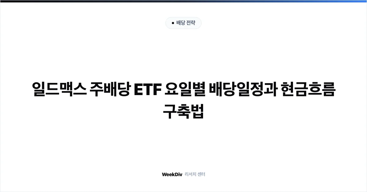 일드맥스 주배당 ETF 요일별 배당일정과 현금흐름 구축법