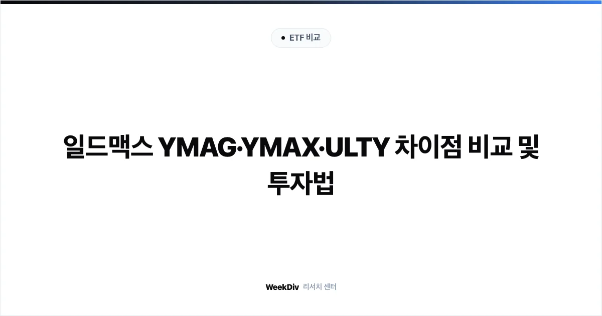 일드맥스 YMAG·YMAX·ULTY 차이점 비교 및 투자법